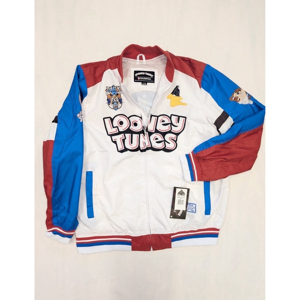 Southpole x Looney Tunes Mens Size Large White Red Blue Windbreaker Jacket NEW